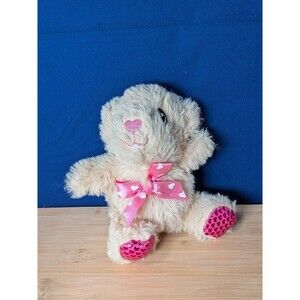 Valentine TEDDY BEAR Plush 7" Tan Pink Heart Bow Greenbrier International NWOT
